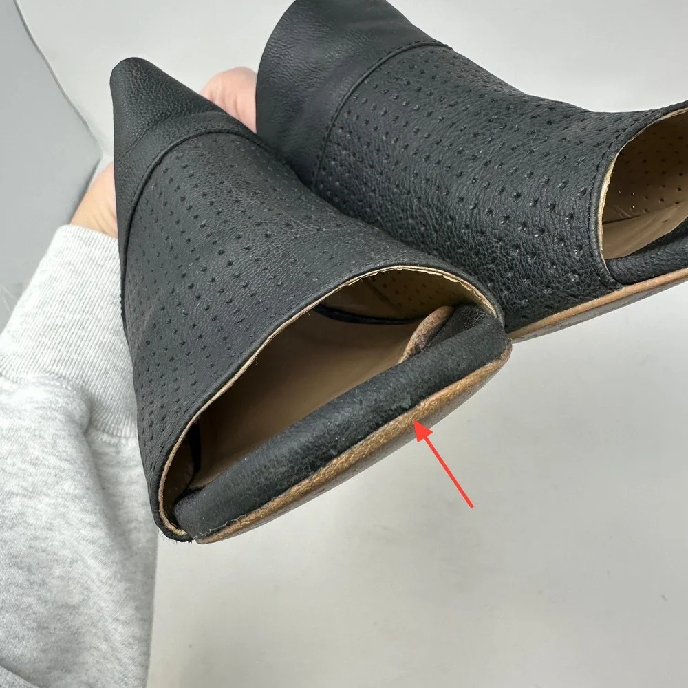 Adam Tucker Molly‎ Open Toe Mules Leather Black 7.5